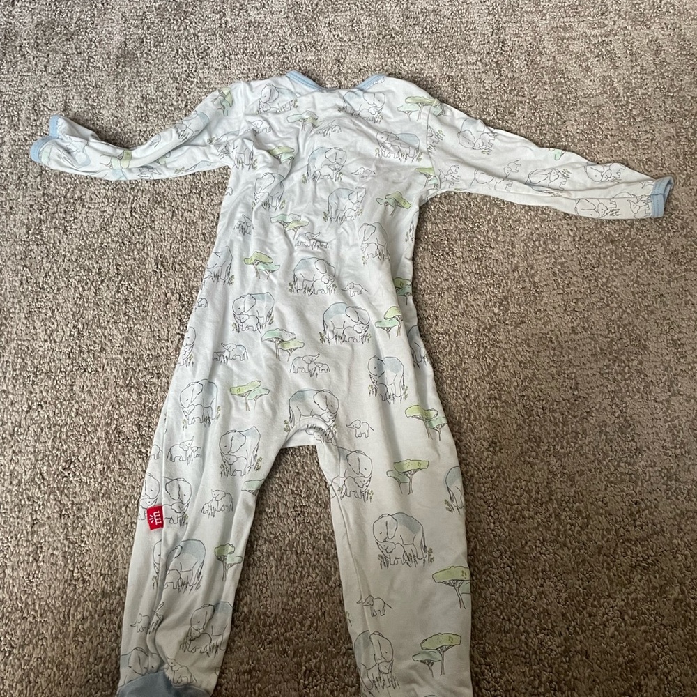 Magnetic Me Light Blue Elephant Print Footie